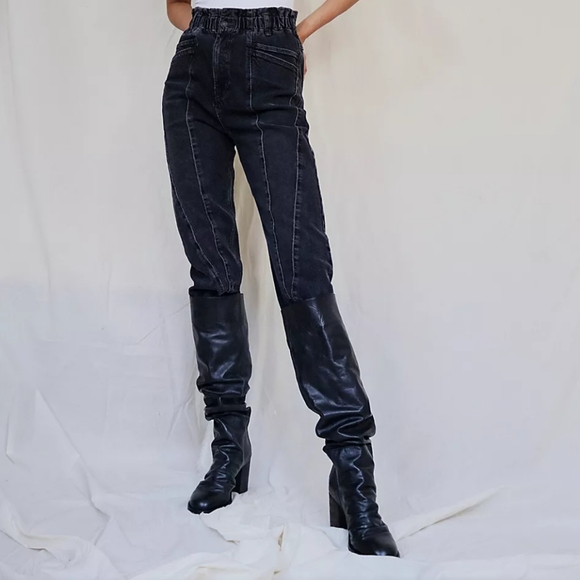 Free People Collection Elle Knee High Boots Black Leather Slouchy Sz 37 & 39 NWT - Picture 7 of 16